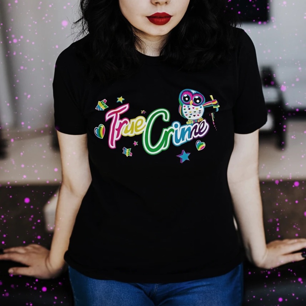 Unisex small Lisa Frank style True Crime tee